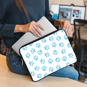 Pattern Of Paws, Dog Paws, Baby Blue Paws Laptop Sleeve