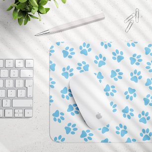 Pattern Of Paws, Dog Paws, Baby Blue Paws Mouse Mat