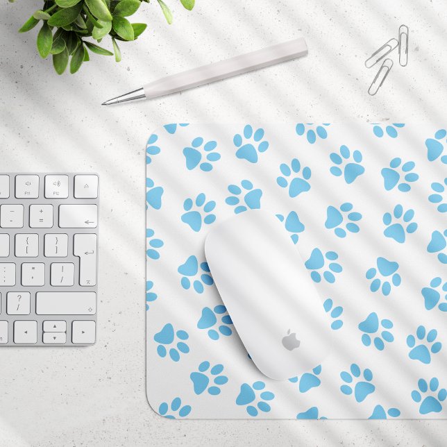 Pattern Of Paws, Dog Paws, Baby Blue Paws Mouse Mat (Creator Uploaded)