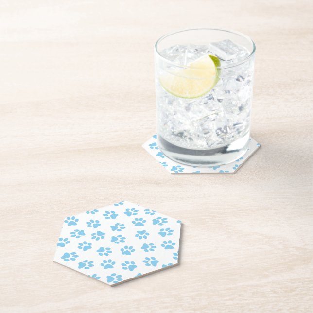 Pattern Of Paws, Dog Paws, Baby Blue Paws Paper Coaster (Insitu)