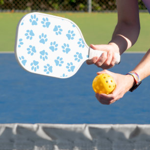 Pattern Of Paws, Dog Paws, Baby Blue Paws Pickleball Paddle