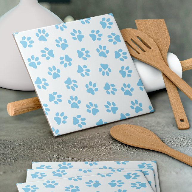 Pattern Of Paws, Dog Paws, Baby Blue Paws Tile (Creator Uploaded)