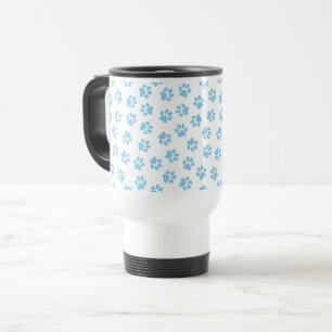 Pattern Of Paws, Dog Paws, Baby Blue Paws Travel Mug
