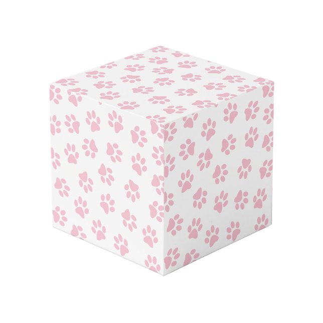 Pattern Of Paws, Dog Paws, Baby Pink Paws Cube (Front Angled)