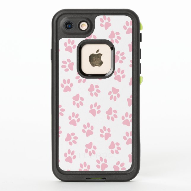 Pattern Of Paws, Dog Paws, Baby Pink Paws LifeProof iPhone Case (Back)