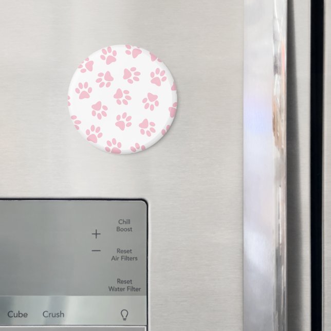 Pattern Of Paws, Dog Paws, Baby Pink Paws Magnet (In Situ (Fridge))