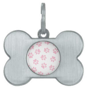 Pattern Of Paws, Dog Paws, Baby Pink Paws Pet ID Tag