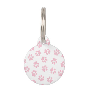 Pattern Of Paws, Dog Paws, Baby Pink Paws Pet Tag