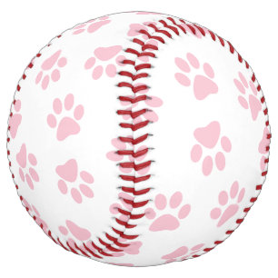 Pattern Of Paws, Dog Paws, Baby Pink Paws Softball