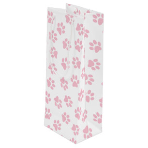 Pattern Of Paws, Dog Paws, Baby Pink Paws Wine Gift Bag