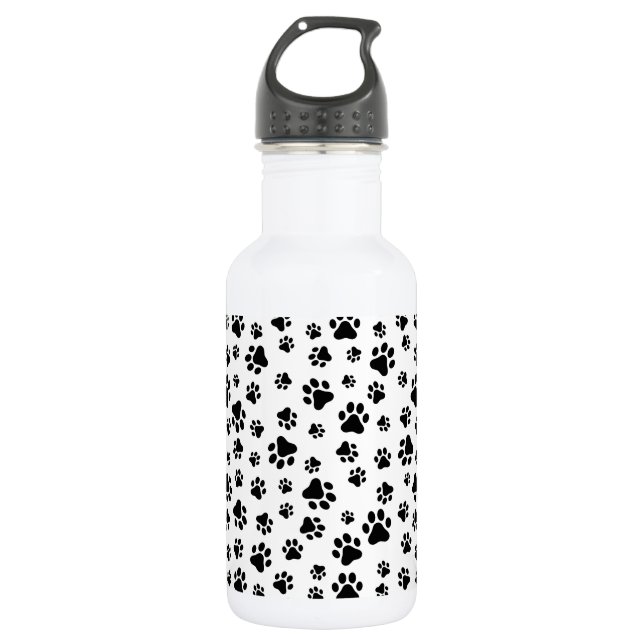 Pattern Of Paws, Dog Paws, Black and White 532 Ml Water Bottle (Front)