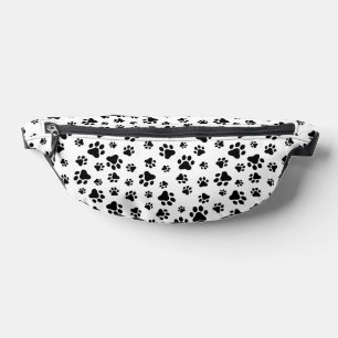 Pattern Of Paws, Dog Paws, Black and White Bum Bags