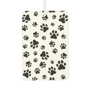 Pattern Of Paws, Dog Paws, Black and White Car Air Freshener