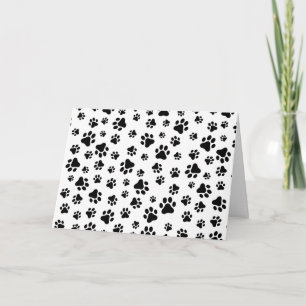 Pattern Of Paws, Dog Paws, Black and White Card