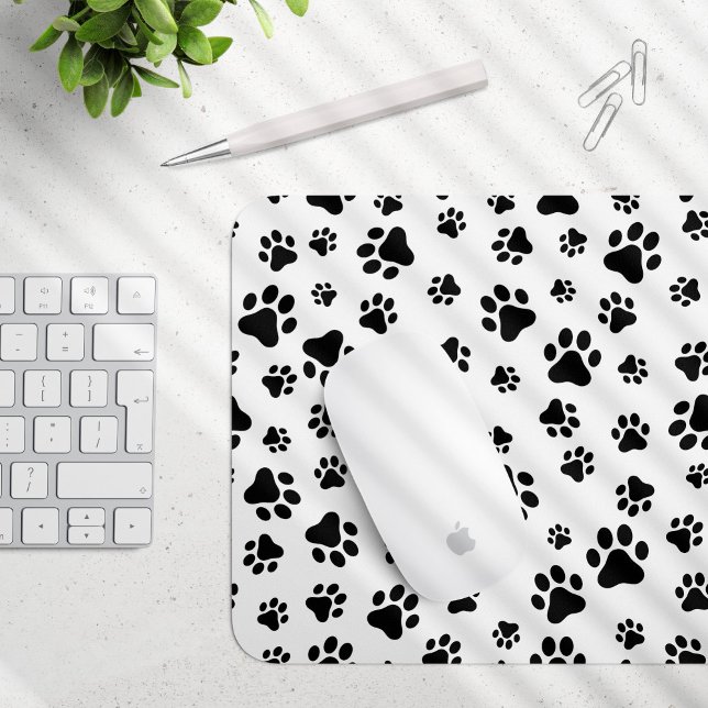 Pattern Of Paws, Dog Paws, Black and White Mouse Mat (Creator Uploaded)