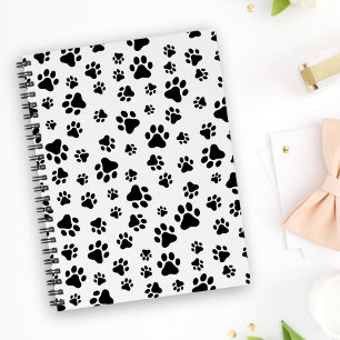 Pattern Of Paws, Dog Paws, Black and White Planner