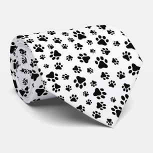 Pattern Of Paws, Dog Paws, Black and White Tie