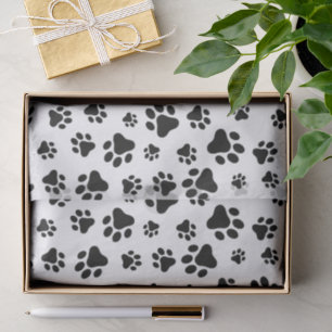 Pattern Of Paws, Dog Paws, Black and White Tissue Paper
