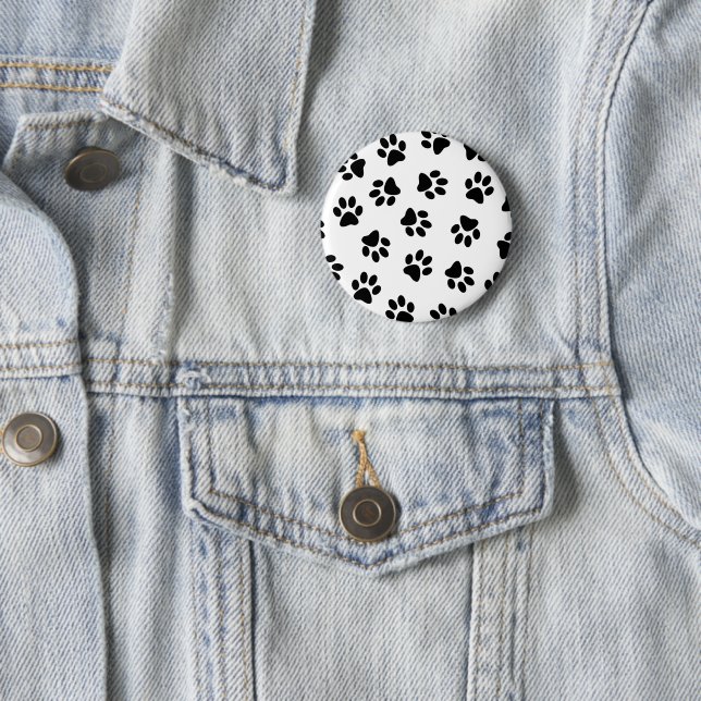 Pattern Of Paws, Dog Paws, Black Paws 6 Cm Round Badge (In Situ)