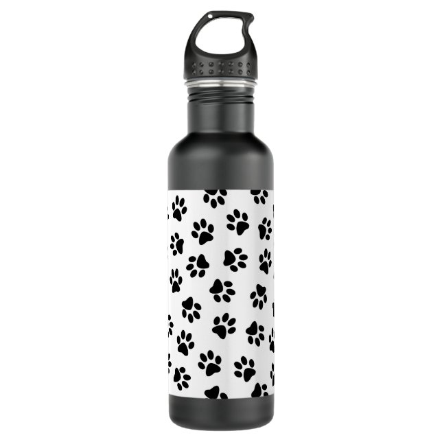 Pattern Of Paws, Dog Paws, Black Paws 710 Ml Water Bottle (Front)