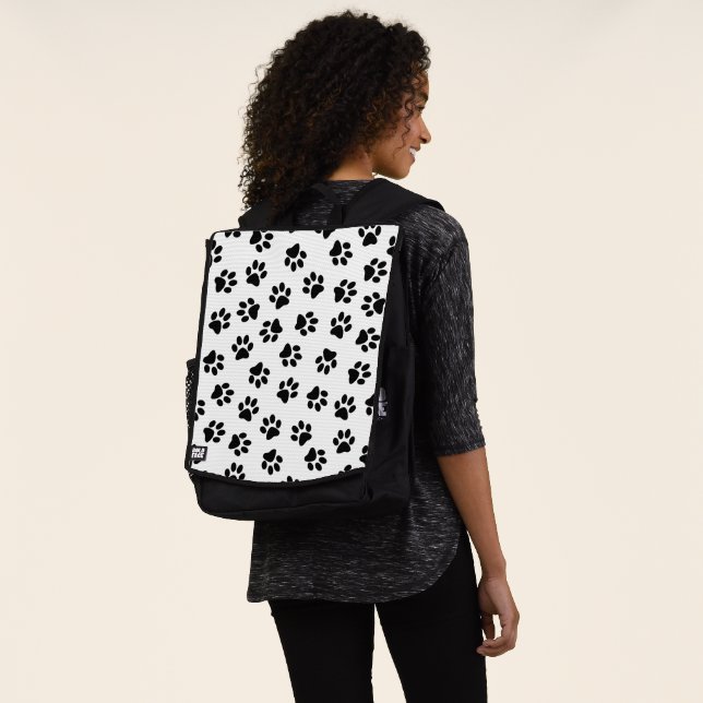 Pattern Of Paws, Dog Paws, Black Paws Backpack (Worn)