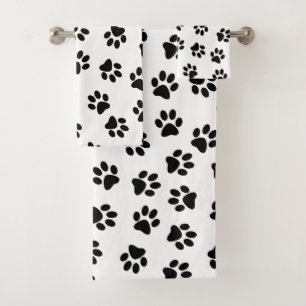 Pattern Of Paws, Dog Paws, Black Paws Bath Towel Set