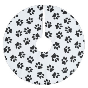 Pattern Of Paws, Dog Paws, Black Paws Brushed Polyester Tree Skirt