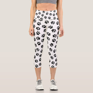Pattern Of Paws, Dog Paws, Black Paws Capri Leggings