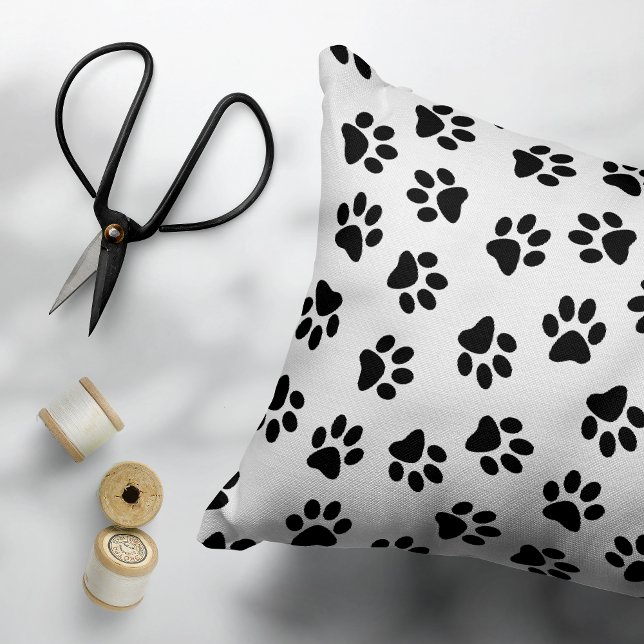 Pattern Of Paws, Dog Paws, Black Paws Decorative Cushion (Creator Uploaded)