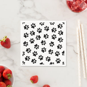 Pattern Of Paws, Dog Paws, Black Paws Napkin