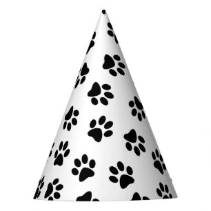 Pattern Of Paws, Dog Paws, Black Paws Party Hat