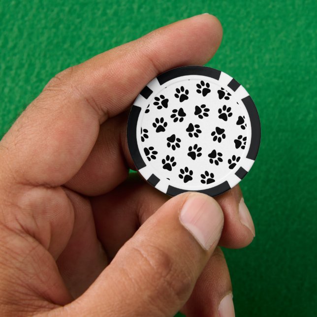 Pattern Of Paws, Dog Paws, Black Paws Poker Chips (Hand)