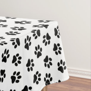 Pattern Of Paws, Dog Paws, Black Paws Tablecloth