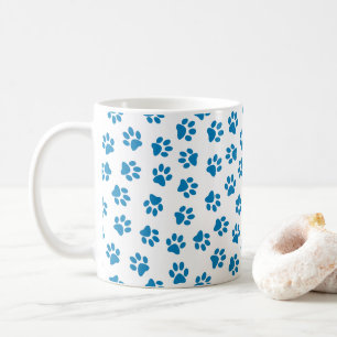 Pattern Of Paws, Dog Paws, Blue Paws Coffee Mug