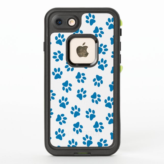 Pattern Of Paws, Dog Paws, Blue Paws LifeProof iPhone Case (Back)