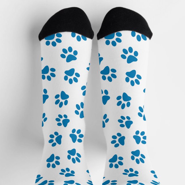 Pattern Of Paws, Dog Paws, Blue Paws Socks (Top)