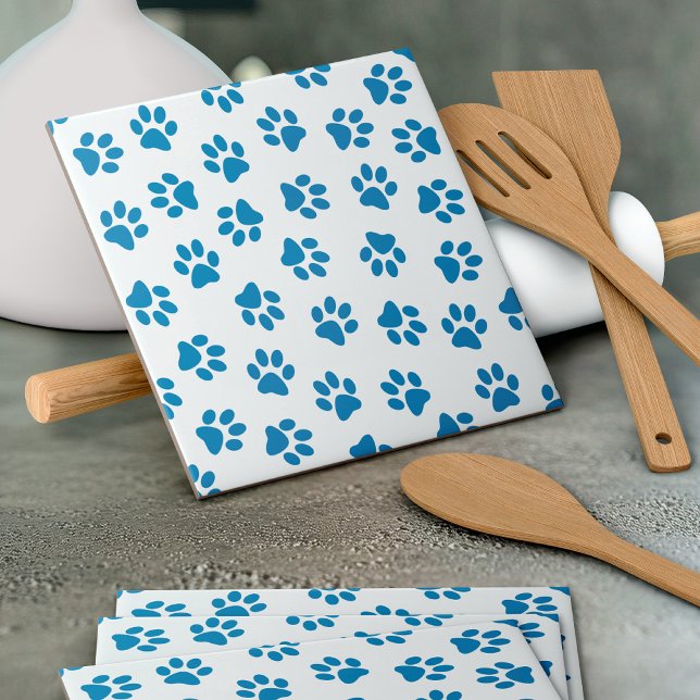 Pattern Of Paws, Dog Paws, Blue Paws Tile (Creator Uploaded)