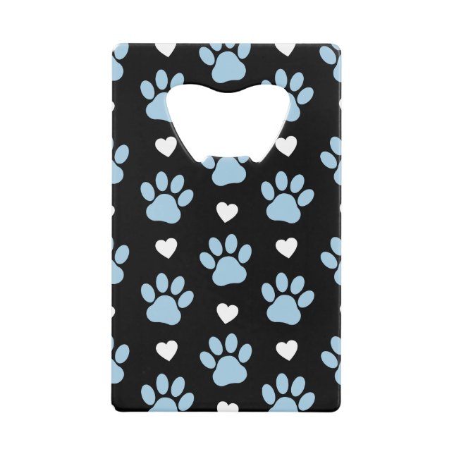 Pattern Of Paws, Dog Paws, Blue Paws, White Hearts (Front)