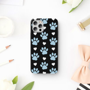 Pattern Of Paws, Dog Paws, Blue Paws, White Hearts
