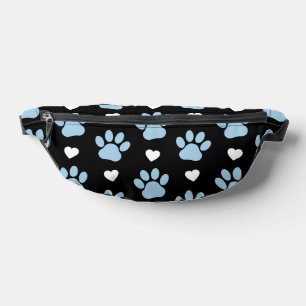 Pattern Of Paws, Dog Paws, Blue Paws, White Hearts Bum Bags