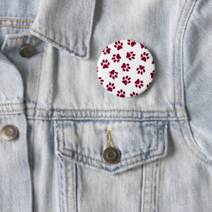 Pattern Of Paws, Dog Paws, Burgundy Paws 6 Cm Round Badge