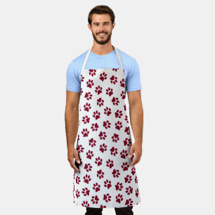 Pattern Of Paws, Dog Paws, Burgundy Paws Apron