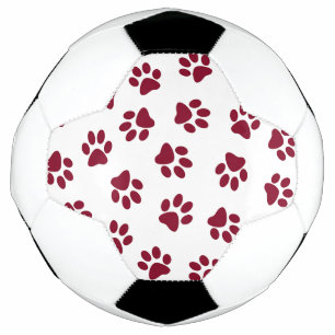 Pattern Of Paws, Dog Paws, Burgundy Paws Football