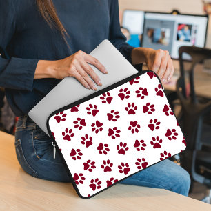 Pattern Of Paws, Dog Paws, Burgundy Paws Laptop Sleeve