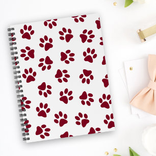 Pattern Of Paws, Dog Paws, Burgundy Paws Planner