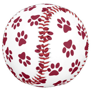 Pattern Of Paws, Dog Paws, Burgundy Paws Softball