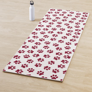 Pattern Of Paws, Dog Paws, Burgundy Paws Yoga Mat