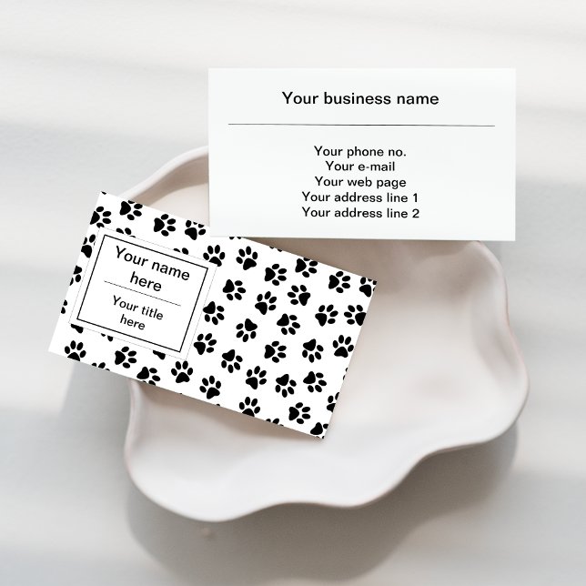 Pattern Of Paws, Dog Paws, Cat Paws, Black Paws Business Card (Creator Uploaded)