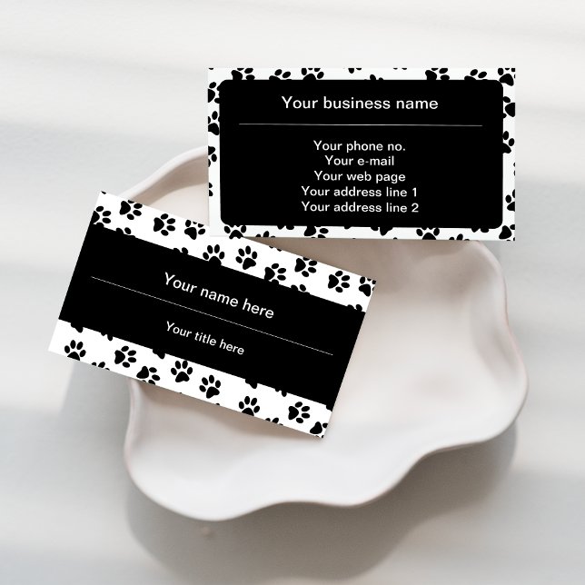 Pattern Of Paws, Dog Paws, Cat Paws, Black Paws Business Card (Creator Uploaded)