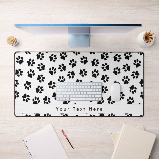 Pattern Of Paws, Dog Paws, Cat Paws, Black Paws Desk Mat (Office 1)